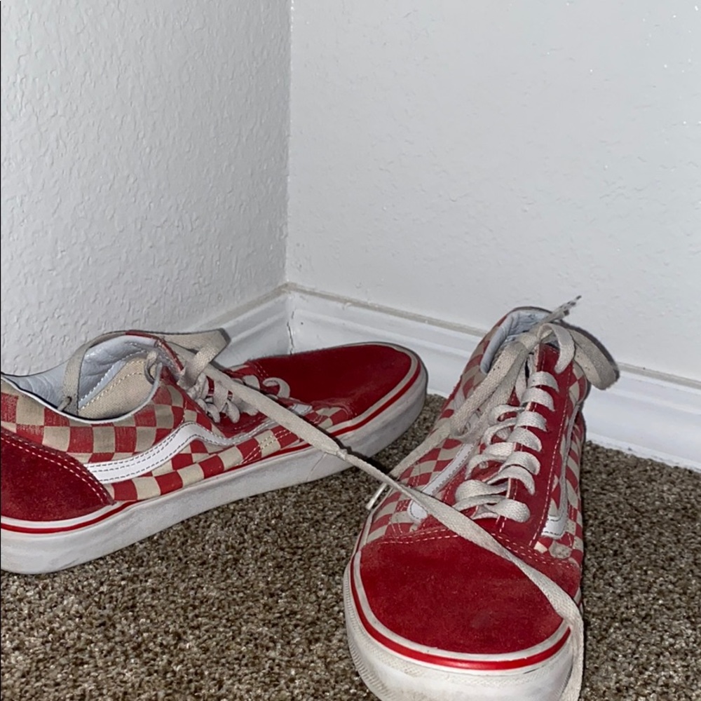 Red checkered old school Vans❤️
